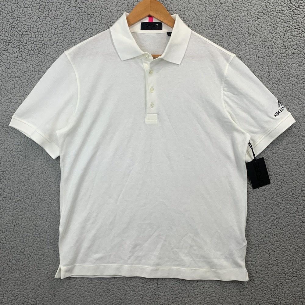 G/Fore G4 Golf Polo Shirt Cotton Blend Men's Size L SNO White $160 NWT Tech